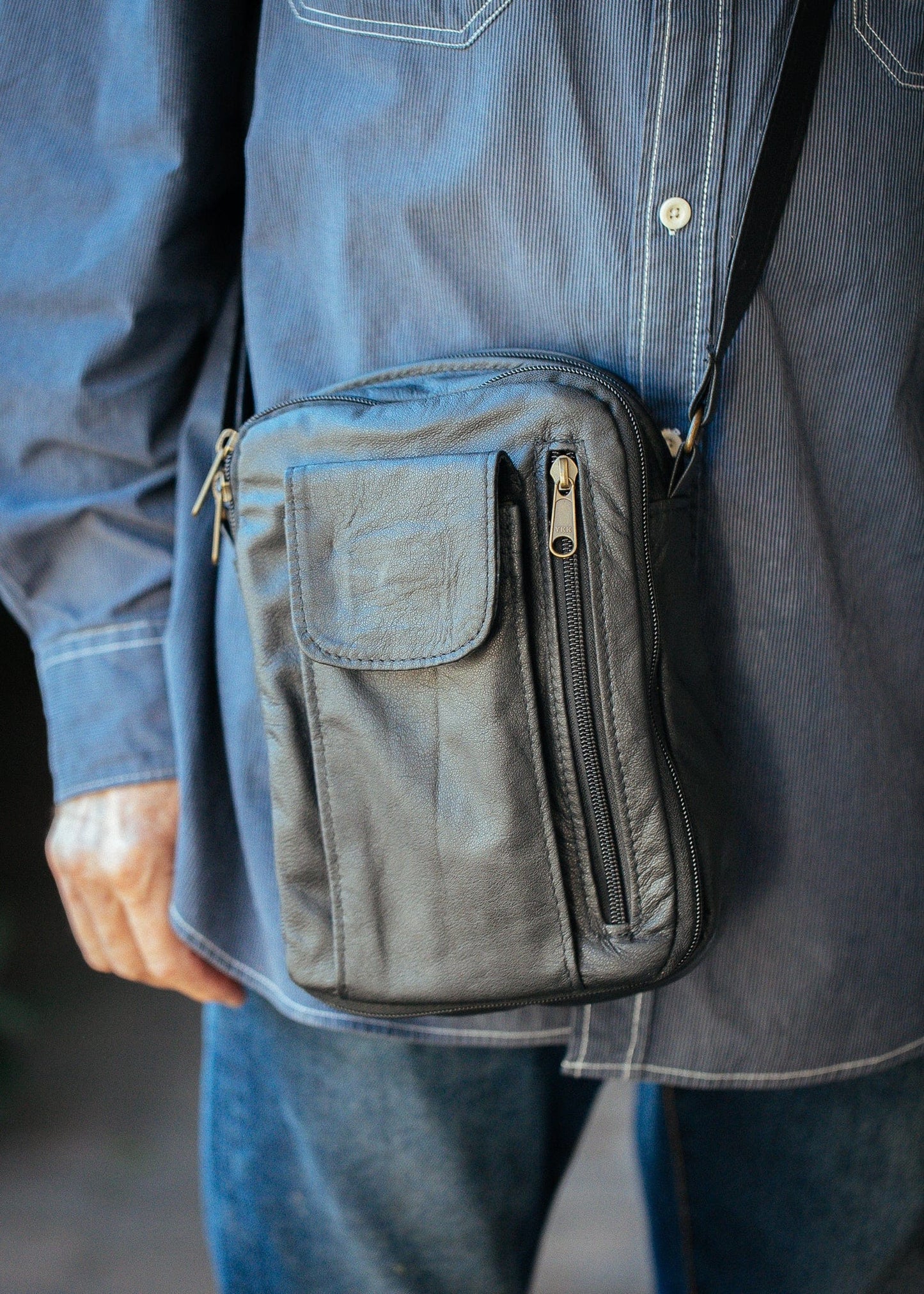 The Real McCaul Shoulder Bags The Darren Man Bag - Cowhide Australian Made Australian Owned Large Men's Organiser Man Bag Leather Made In Australia