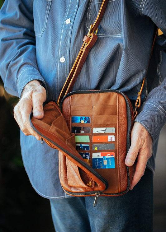 The Real McCaul Shoulder Bags The Darren Man Bag - Cowhide Australian Made Australian Owned Large Men's Organiser Man Bag Leather Made In Australia