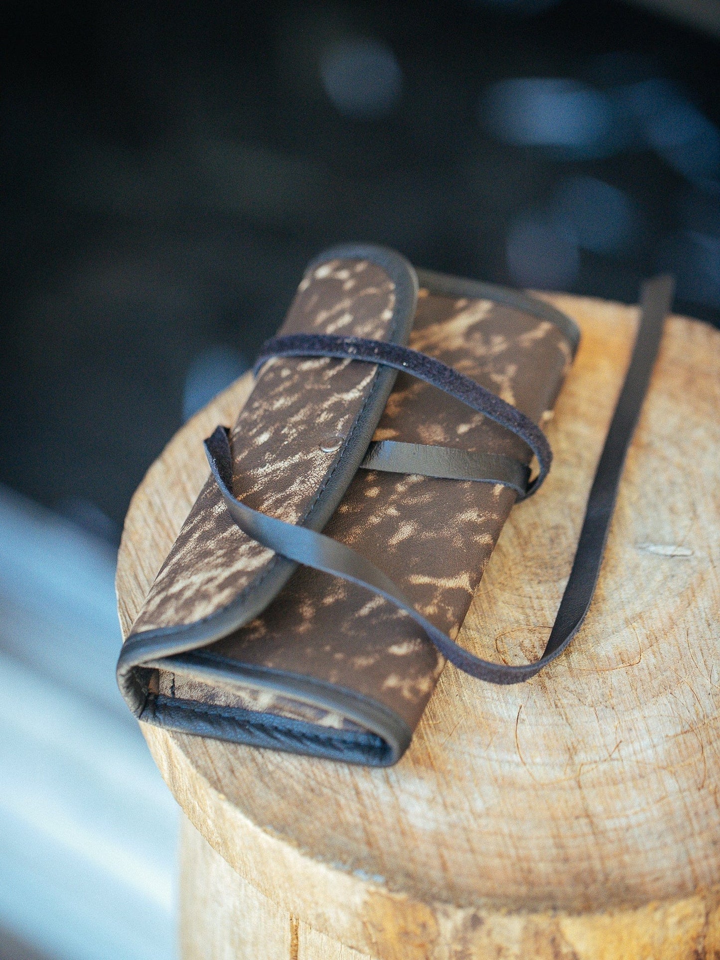The Real McCaul Tobacco Pouches Standard / Stonewash / Press Studs Tri Fold Tobacco Pouch - Kangaroo Australian Made Australian Owned Leather Tobacco Pouch Australian Made Kangaroo & Cowhide Leather