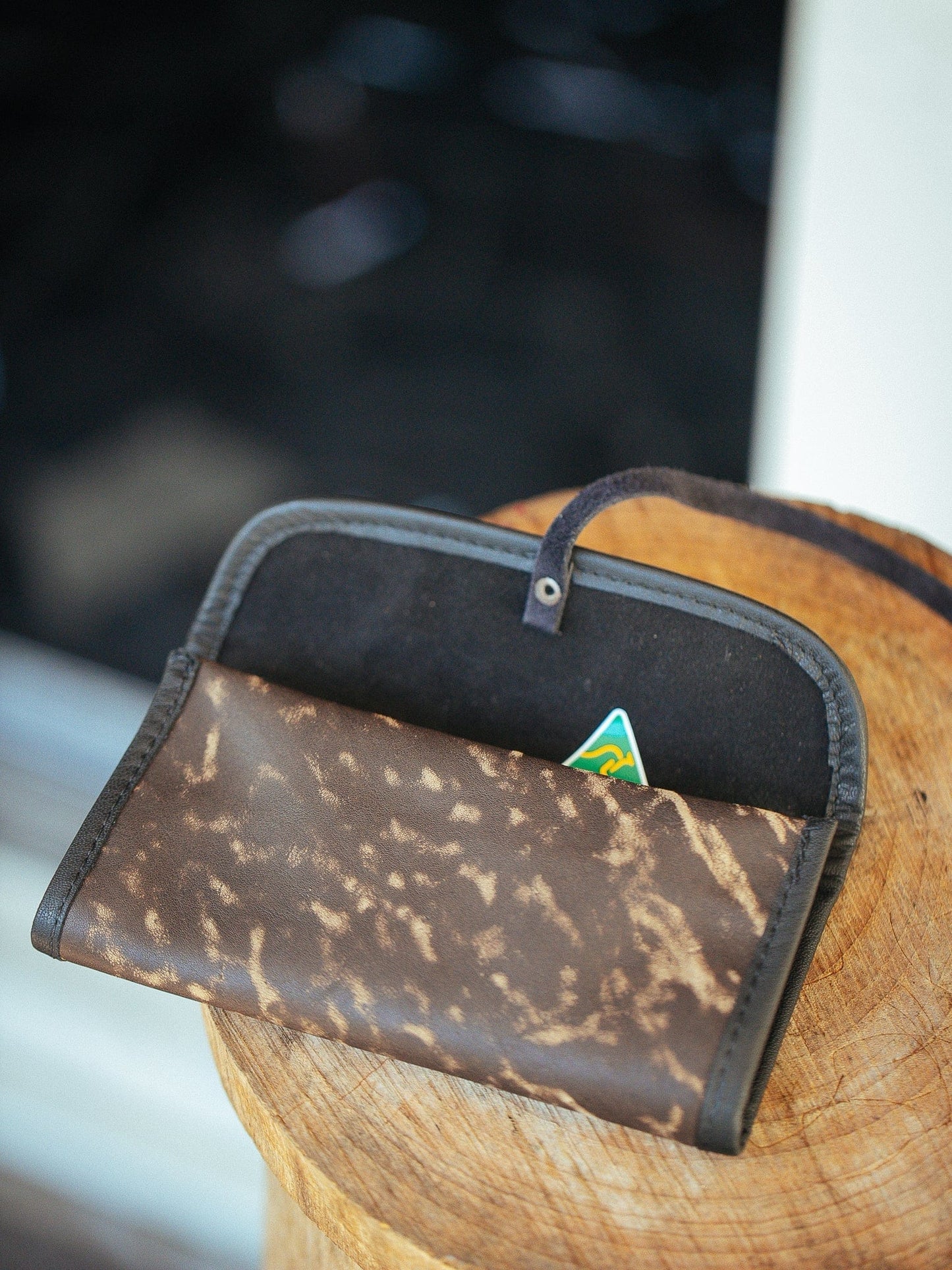 The Real McCaul Tobacco Pouches Tri Fold Tobacco Pouch - Kangaroo Australian Made Australian Owned Leather Tobacco Pouch Australian Made Kangaroo & Cowhide Leather