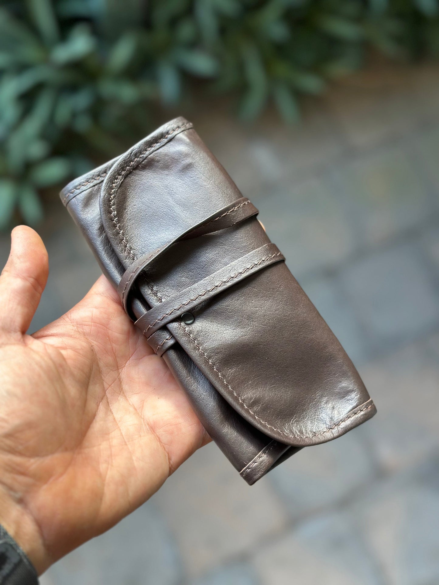 The Real McCaul Tobacco Pouches Tri Fold Tobacco Pouch - Kangaroo Australian Made Australian Owned Leather Tobacco Pouch Australian Made Kangaroo & Cowhide Leather