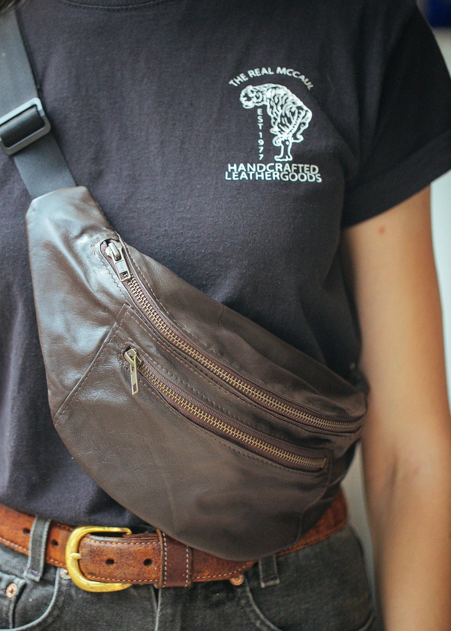 Leather Bum Bag Handmade in Australia Kangaroo Cowhide – The