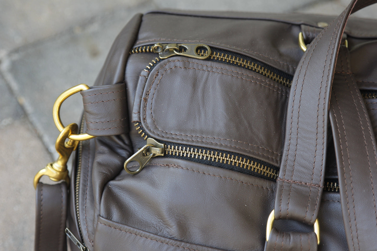 The Real McCaul Travel Bag Dark Brown Classic Overnight Travel Bag - Cowhide Australian Made Australian Owned Large Overnight Travel Duffel Bag Leather Made in Australia