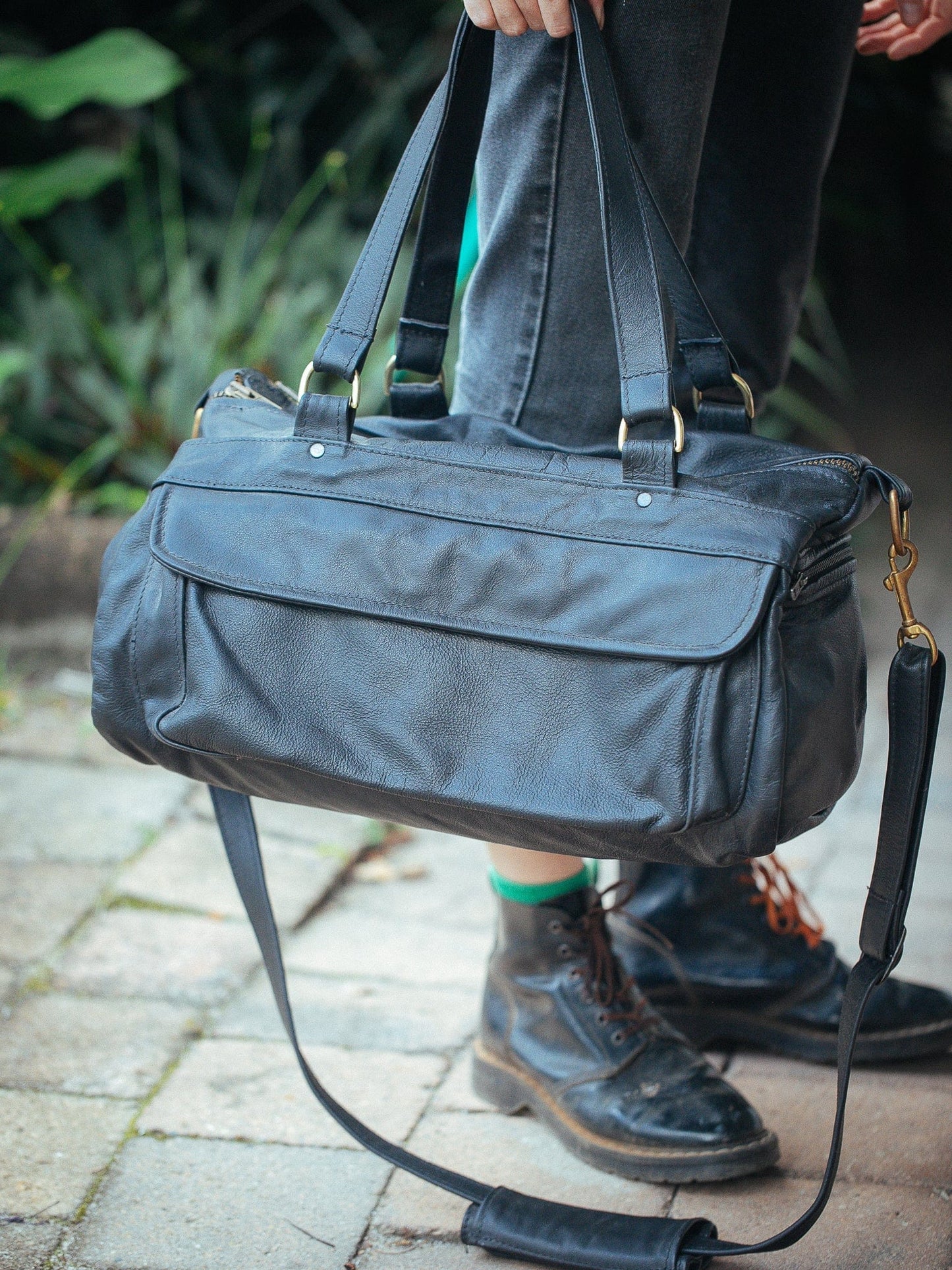 The Real McCaul Travel Bag Small Classic Overnight Travel Bag - Cowhide Australian Made Australian Owned Large Overnight Travel Duffel Bag Leather Made in Australia