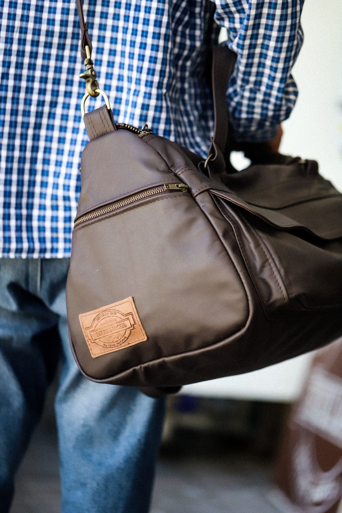 The Real McCaul Travel Bag Small Classic Overnight Travel Bag - Cowhide Australian Made Australian Owned Large Overnight Travel Duffel Bag Leather Made in Australia