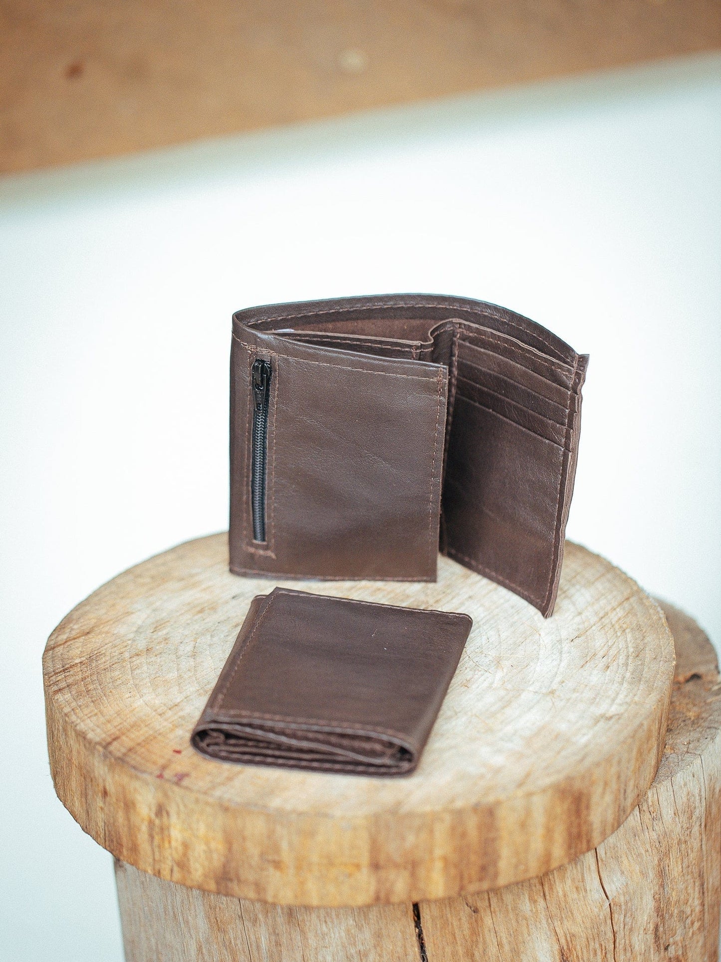 The Real McCaul Wallets Dark Brown / No Coin Zip Deluxe Trifold Wallet - Kangaroo Australian Made Australian Owned Tri-Fold Men's Wallet - MADE IN AUSTRALIA - Kangaroo & Cowhide Nappa
