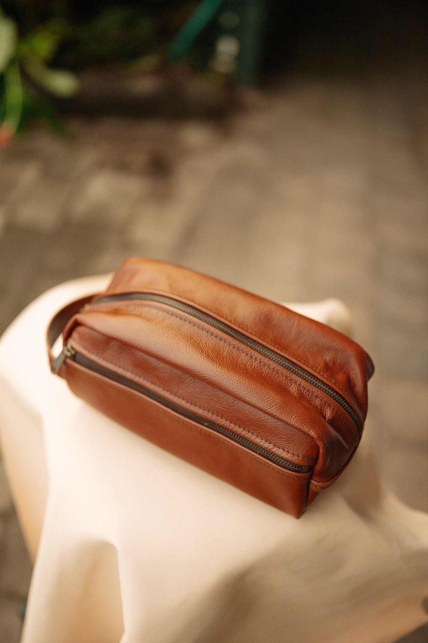 The Real McCaul Apparel & Accessories Toiletry Bathroom Bag - Cowhide Australian Made Australian Owned Leather Australian Made Toiletry Dopp Kit Shaving Bathroom Bag - Cowhide - Men's Gifts