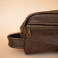 The Real McCaul Apparel & Accessories Toiletry Bathroom Washbag - Cowhide - Mottle Brown Australian Made Australian Owned Leather Australian Made Toiletry Dopp Kit Shaving Bathroom Bag - Cowhide - Men's Gifts