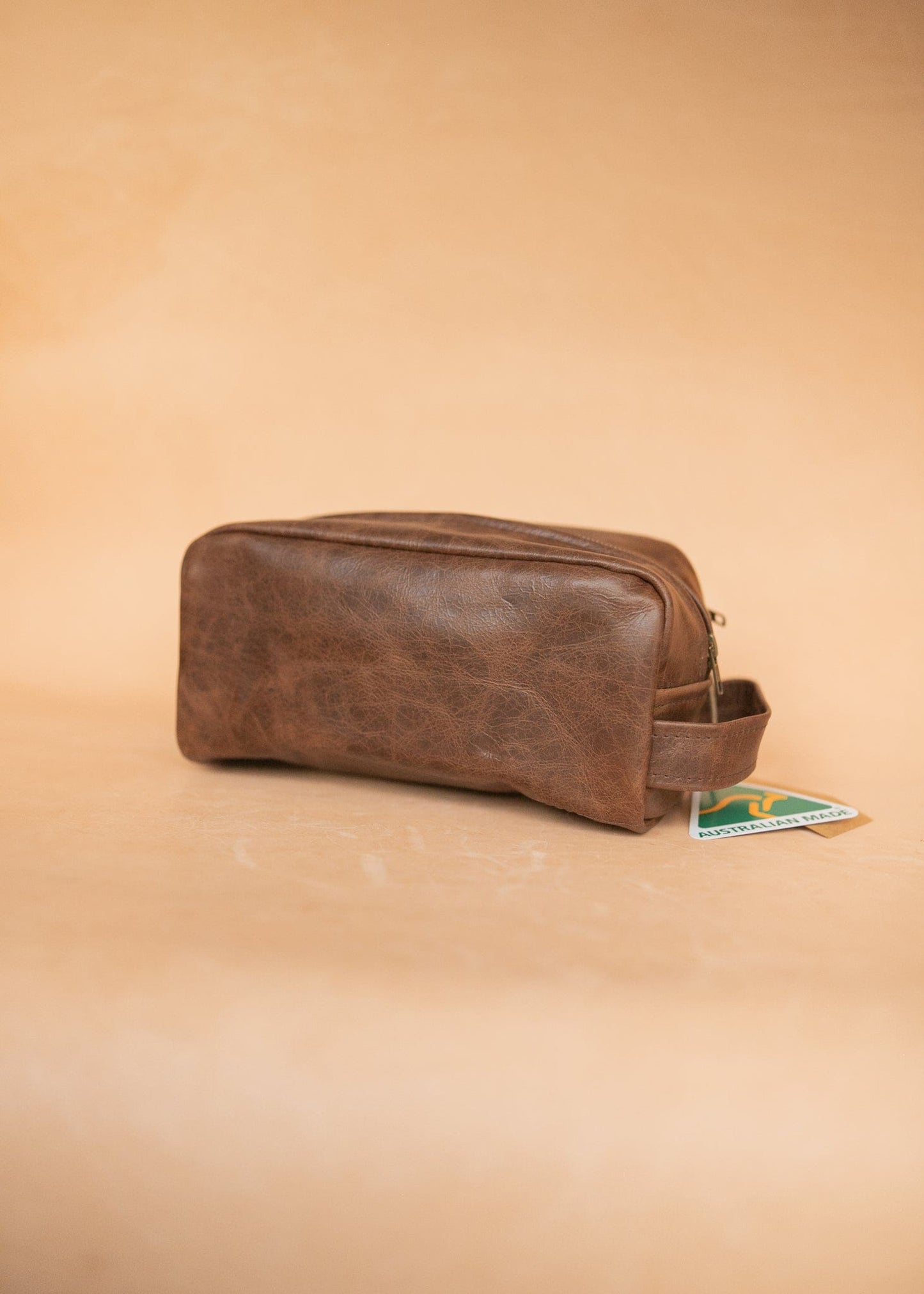 The Real McCaul Apparel & Accessories Toiletry Bathroom Washbag - Cowhide - Premium Marble Brown Australian Made Australian Owned Leather Australian Made Toiletry Dopp Kit Shaving Bathroom Bag - Cowhide - Men's Gifts