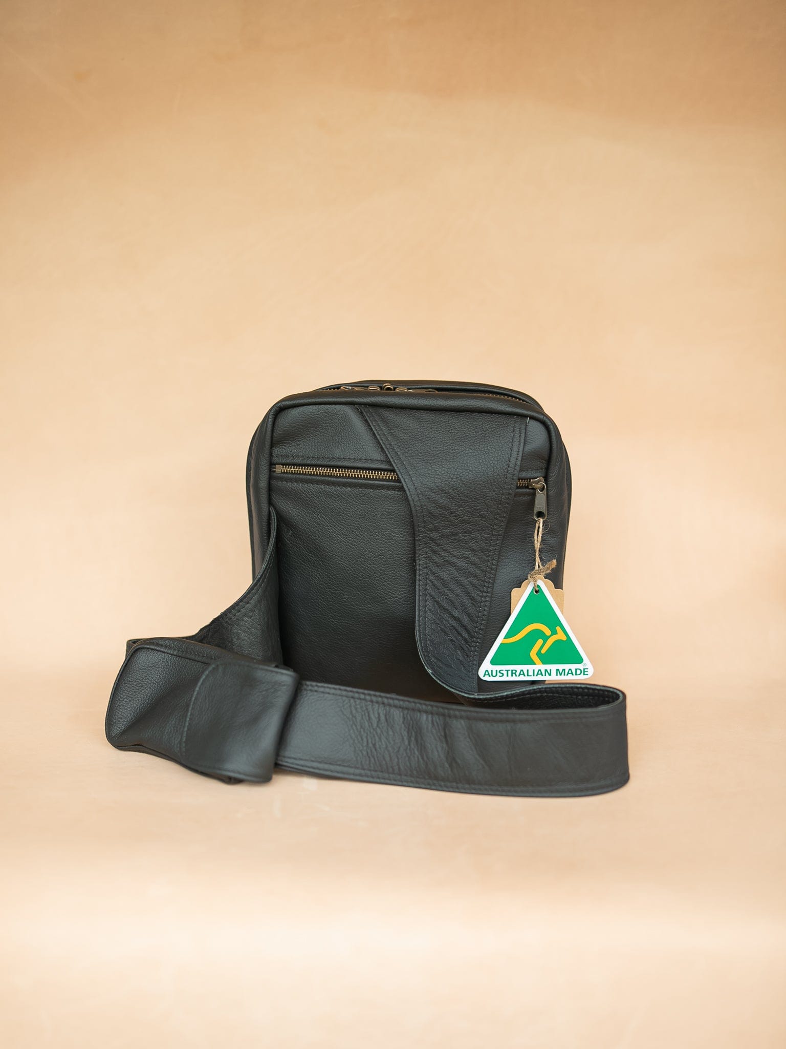 The Real McCaul Back Packs Crossover Backpack Sling Bag - Cowhide - Black Australian Made Australian Owned Leather ManBag Crossover Backpack Australian Made