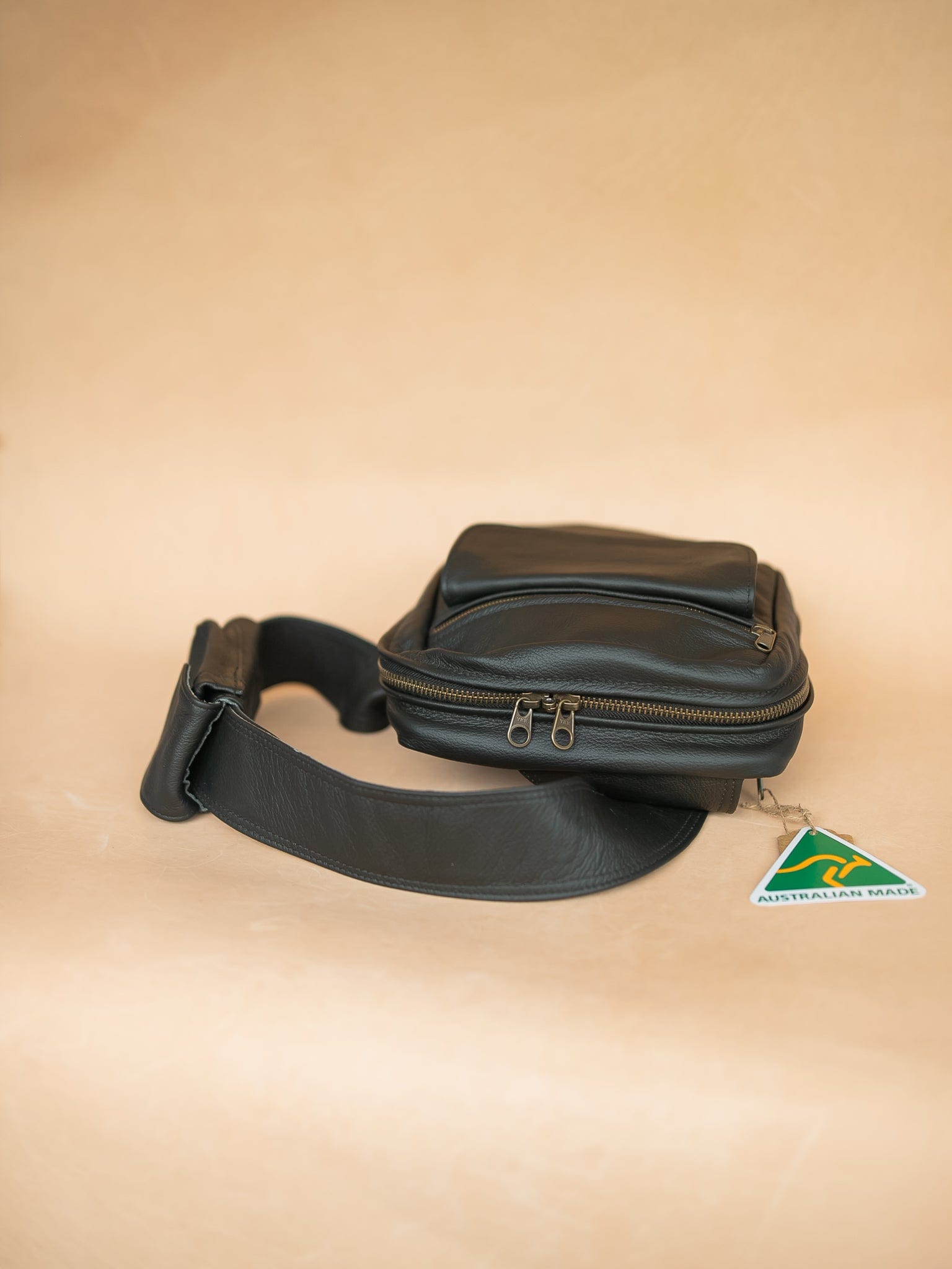 The Real McCaul Back Packs Crossover Backpack Sling Bag - Cowhide - Black Australian Made Australian Owned Leather ManBag Crossover Backpack Australian Made