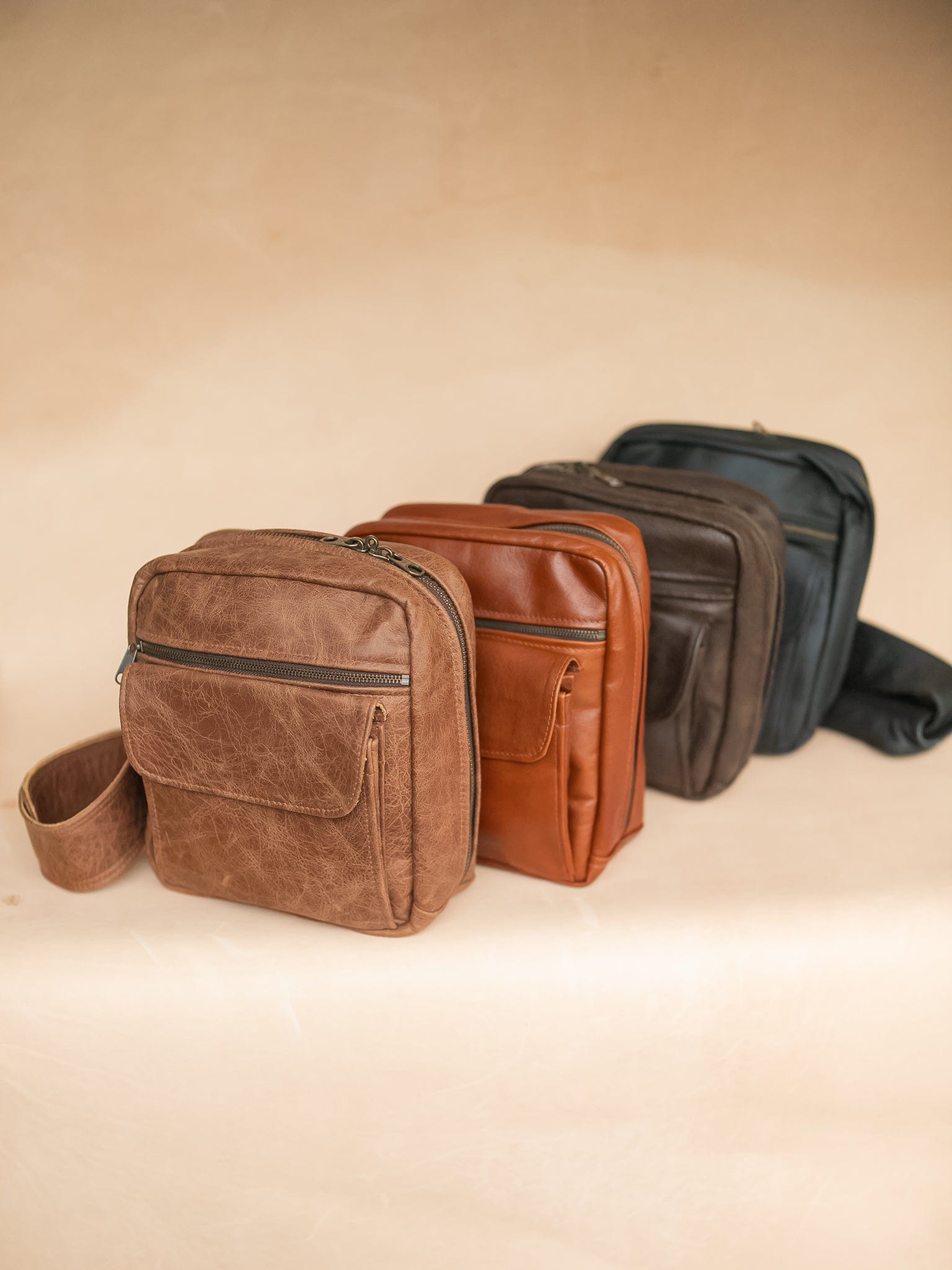 The Real McCaul Back Packs Crossover Backpack Sling Bag - Cowhide - Marble Brown Australian Made Australian Owned Leather ManBag Crossover Backpack Australian Made