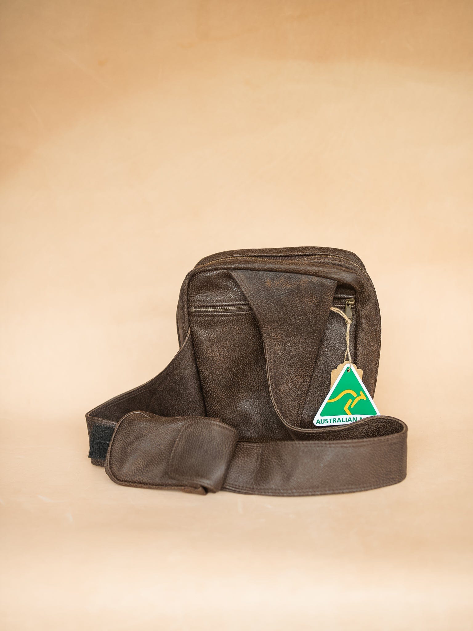 The Real McCaul Back Packs Crossover Backpack Sling Bag - Cowhide - Mottle Brown Australian Made Australian Owned Leather ManBag Crossover Backpack Australian Made