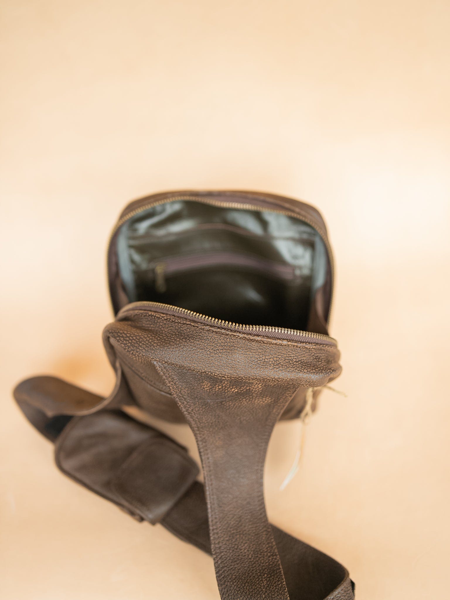 The Real McCaul Back Packs Crossover Backpack Sling Bag - Cowhide - Mottle Brown Australian Made Australian Owned Leather ManBag Crossover Backpack Australian Made
