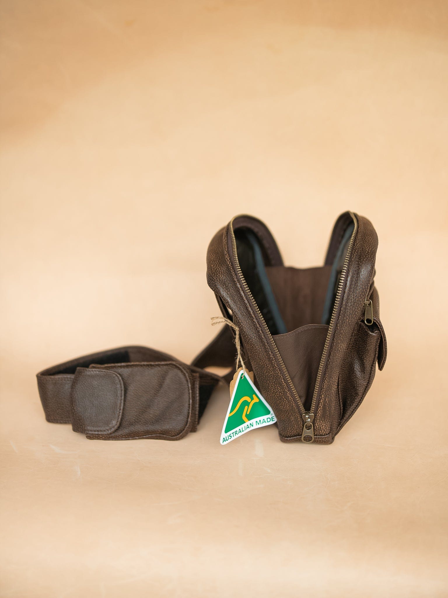 The Real McCaul Back Packs Crossover Backpack Sling Bag - Cowhide - Mottle Brown Australian Made Australian Owned Leather ManBag Crossover Backpack Australian Made