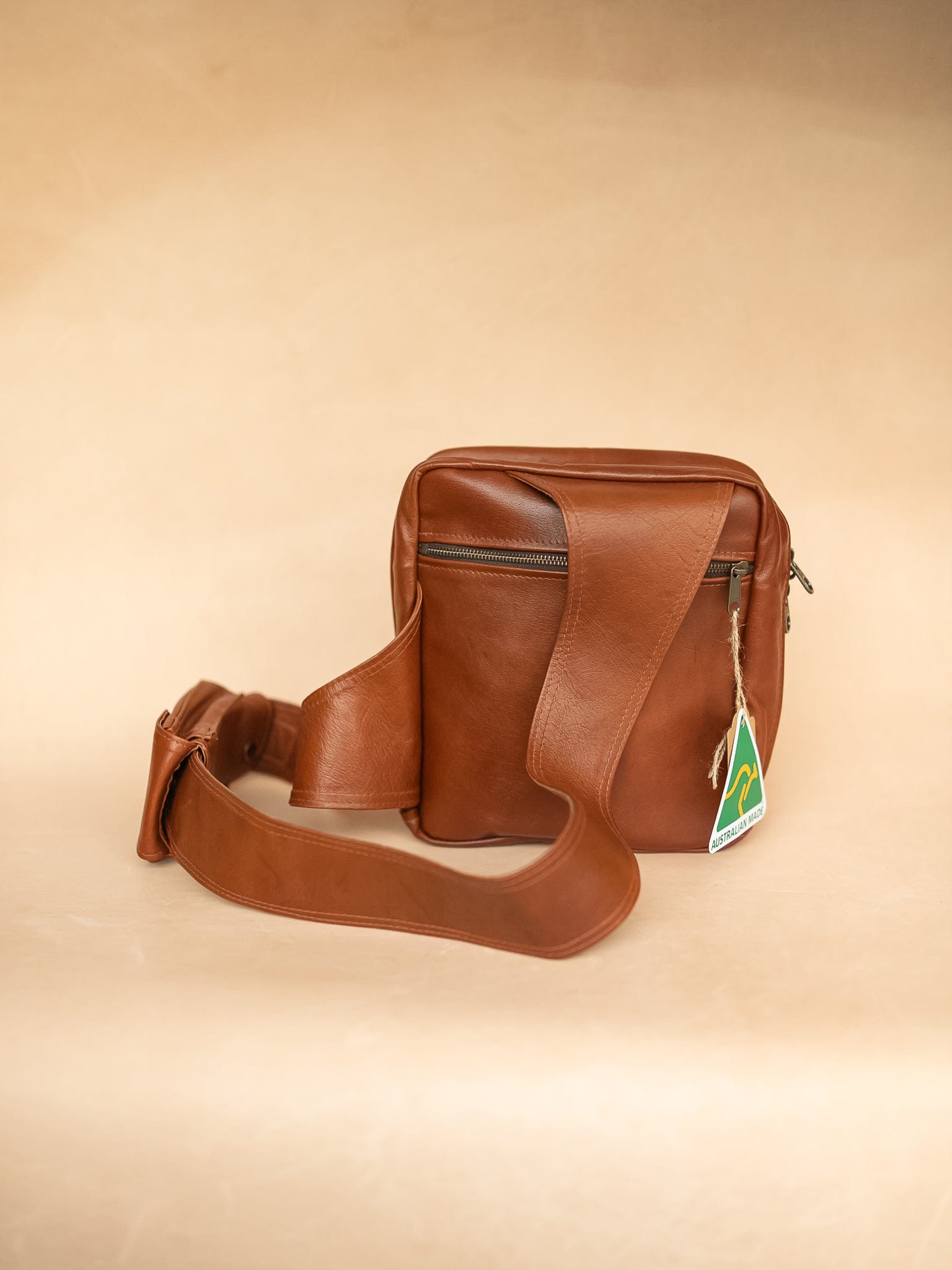 The Real McCaul Back Packs Crossover Backpack Sling Bag - Cowhide - Rust Australian Made Australian Owned Leather ManBag Crossover Backpack Australian Made