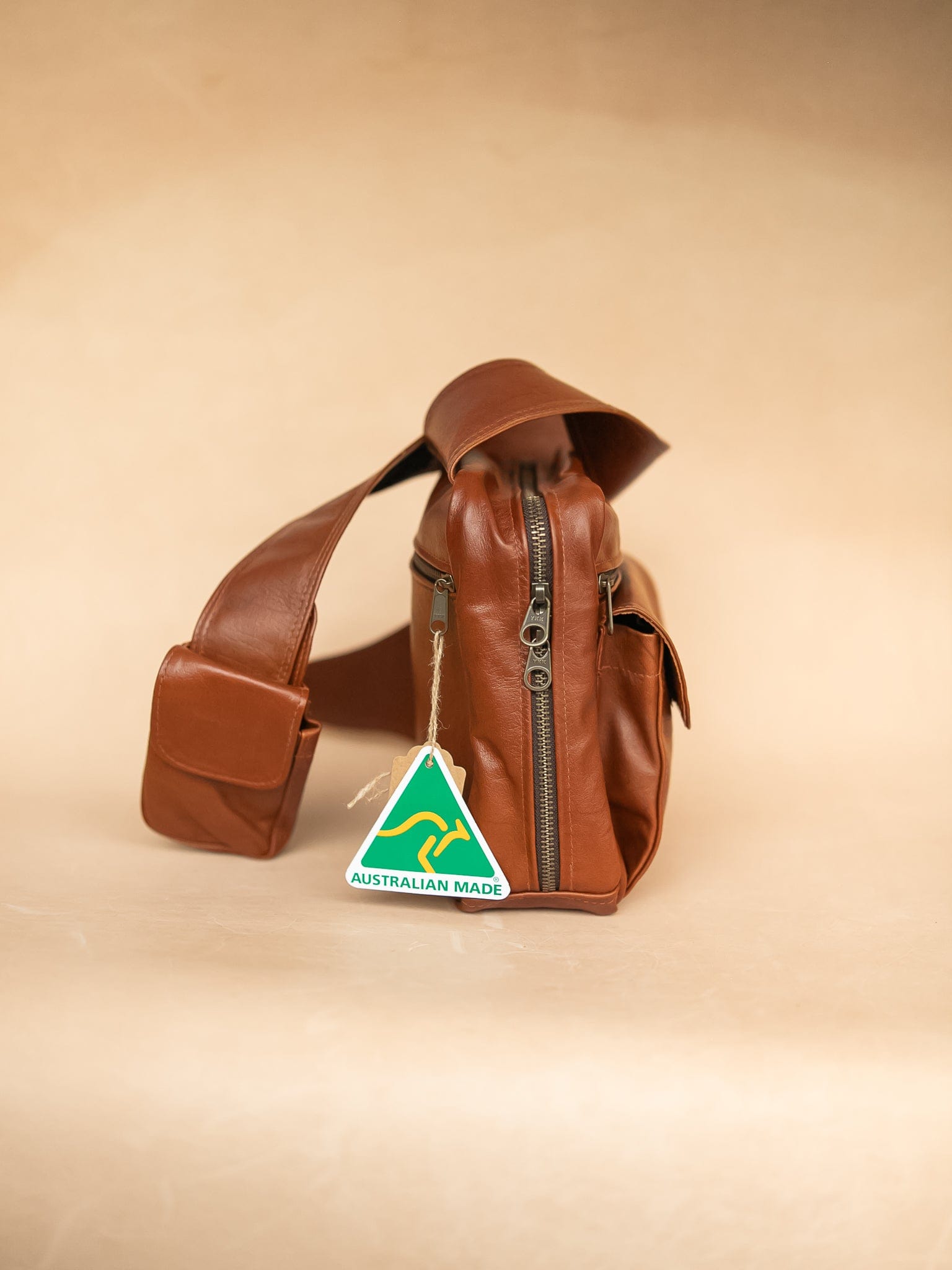 The Real McCaul Back Packs Crossover Backpack Sling Bag - Cowhide - Rust Australian Made Australian Owned Leather ManBag Crossover Backpack Australian Made