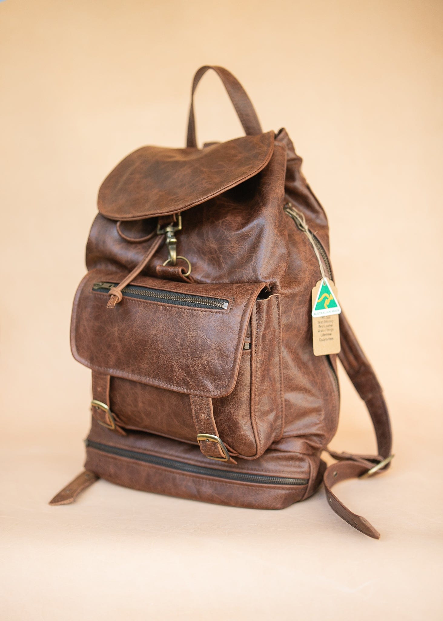 Leather Laptop/Travel Backpack Handmade in Australia- Kangaroo & Cowhide Leather – The Real McCaul Leathergoods
