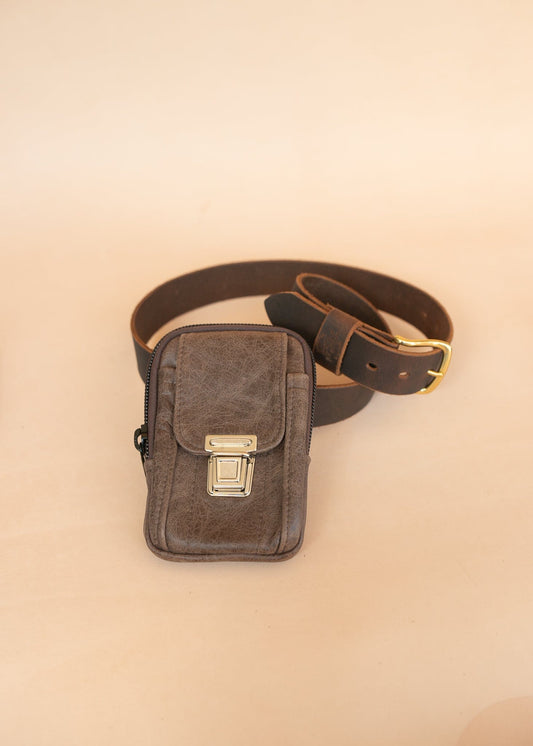 The Real McCaul Back Packs Marble Brown The Paul Utility Belt Pouch Bag Australian Made Australian Owned Leather ManBag Belt Pouch Phone Wallet Pouch Australian Made
