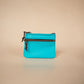 The Real McCaul Coin Purse Aqua Mini Paula Zip Pouch - Kangaroo Australian Made Australian Owned Paula Zip Leather Pouch Purse- Made in Australia Cowhide leather