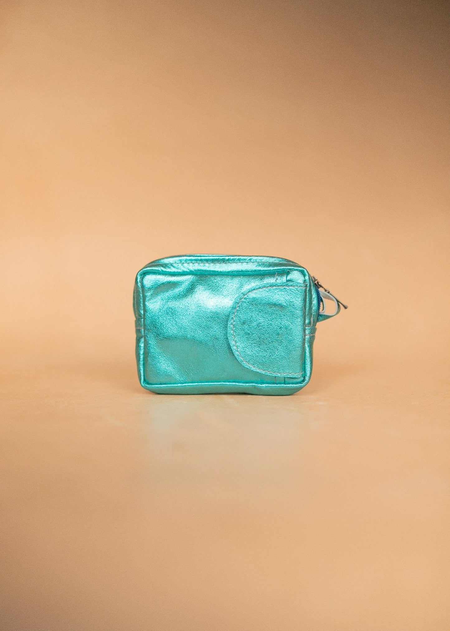 The Real McCaul Coin Purse Blue Key Case Card Holder Wallet - Kangaroo - Metallic Australian Made Australian Owned Tri-Pocket Leather Pouch 