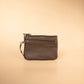 The Real McCaul Coin Purse Dark Brown Mini Paula Zip Pouch - Kangaroo Australian Made Australian Owned Paula Zip Leather Pouch Purse- Made in Australia Cowhide leather