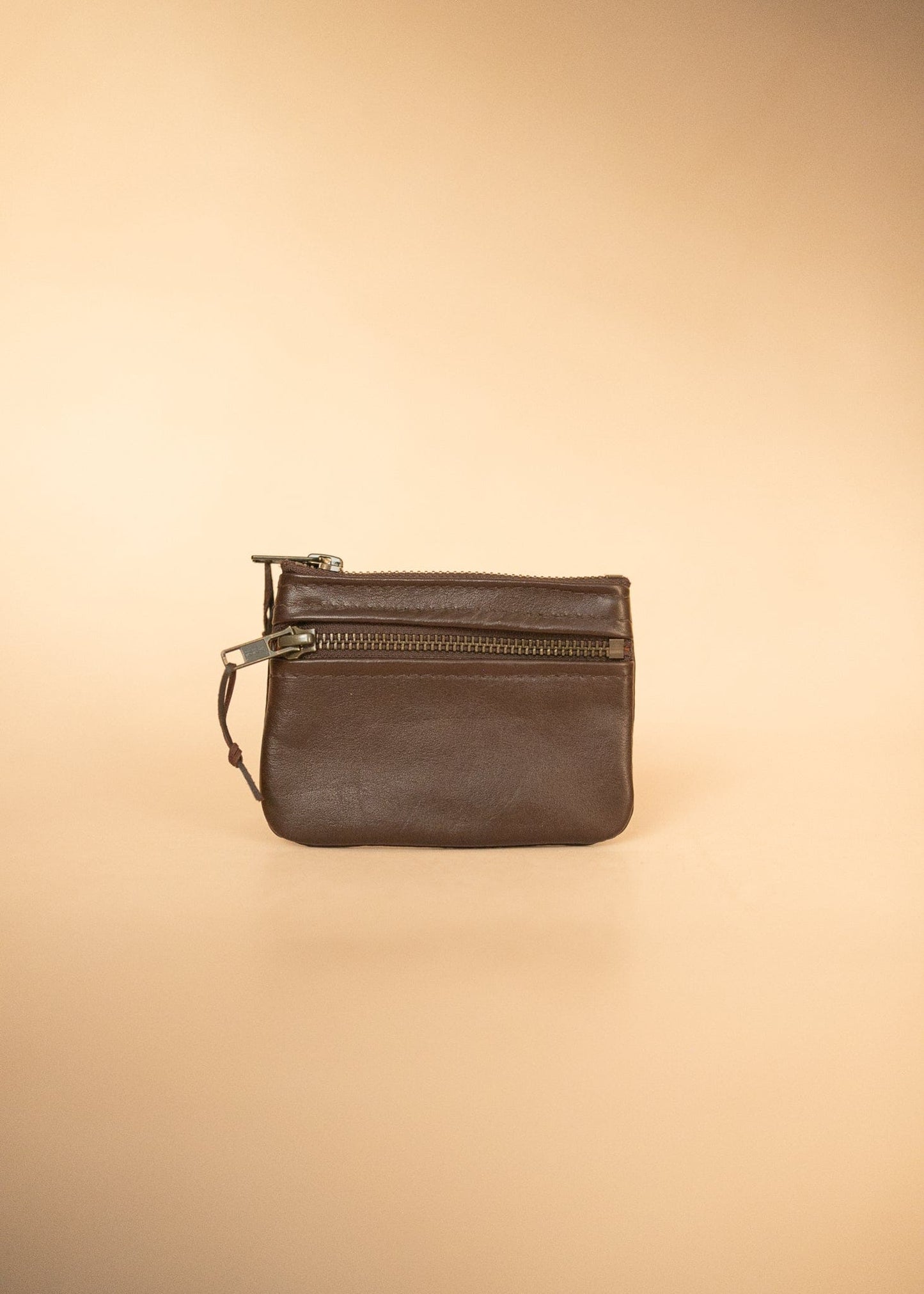 The Real McCaul Coin Purse Dark Brown Mini Paula Zip Pouch - Kangaroo Australian Made Australian Owned Paula Zip Leather Pouch Purse- Made in Australia Cowhide leather