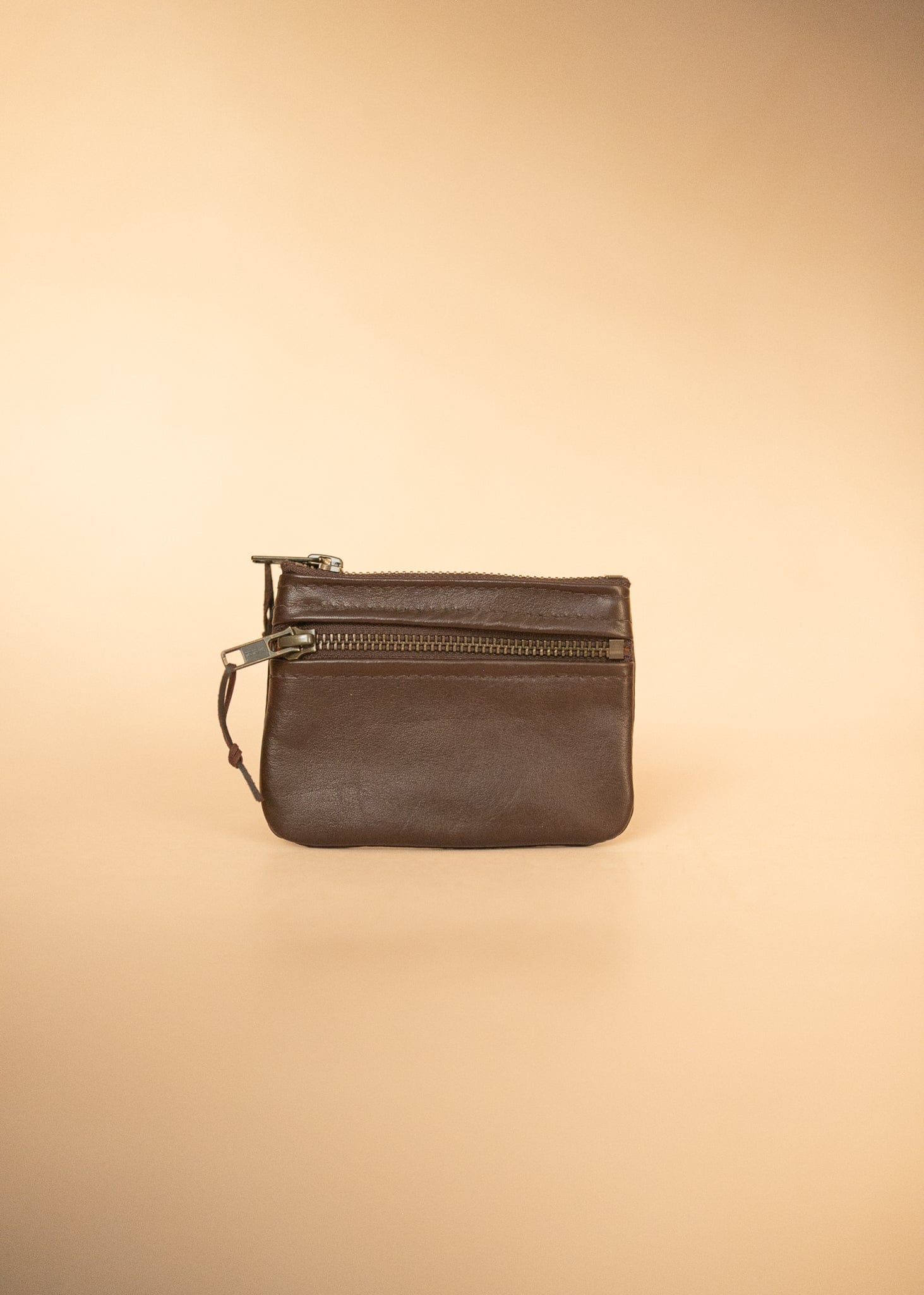 The Real McCaul Coin Purse Dark Brown Mini Paula Zip Pouch - Kangaroo Australian Made Australian Owned Paula Zip Leather Pouch Purse- Made in Australia Cowhide leather