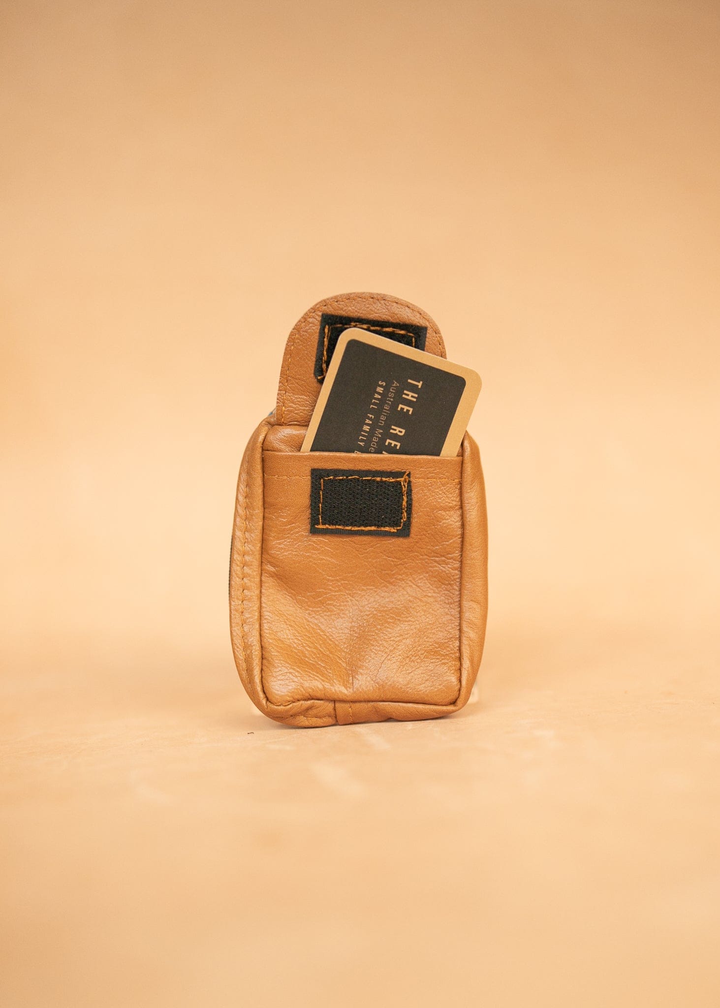 The Real McCaul Coin Purse Key Case Card Holder Wallet - Cowhide Australian Made Australian Owned Tri-Pocket Leather Pouch 