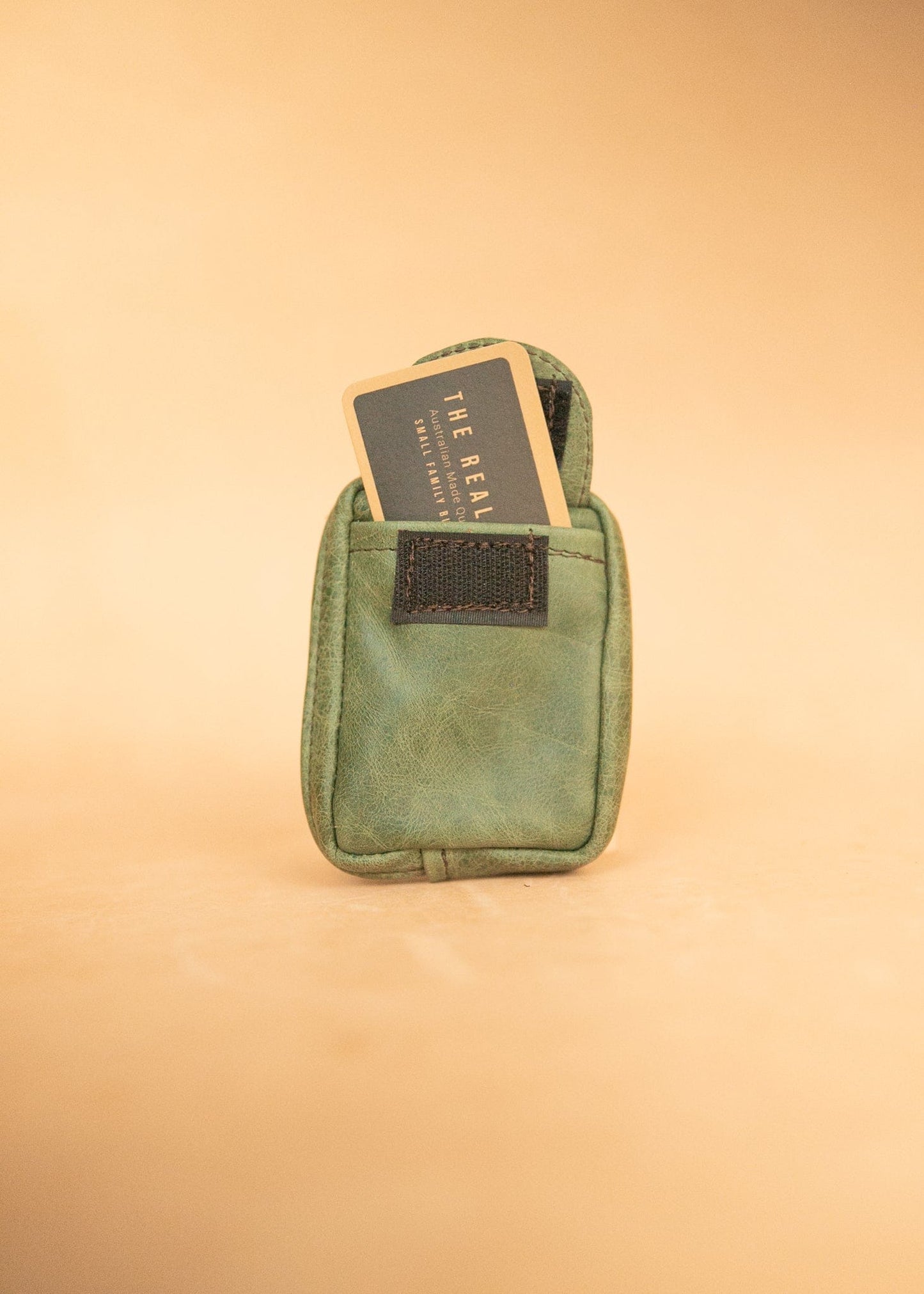 The Real McCaul Coin Purse Key Case Card Holder Wallet - Cowhide Australian Made Australian Owned Tri-Pocket Leather Pouch 