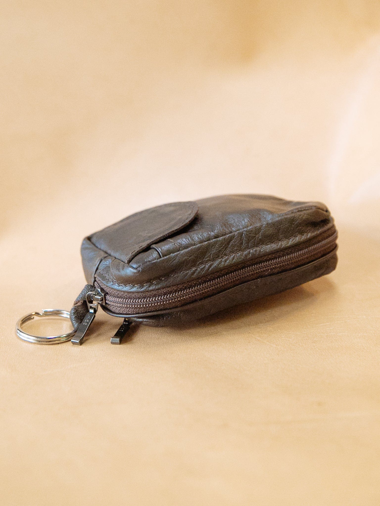 The Real McCaul Coin Purse Key Case Card Holder Wallet - Cowhide Australian Made Australian Owned Tri-Pocket Leather Pouch 