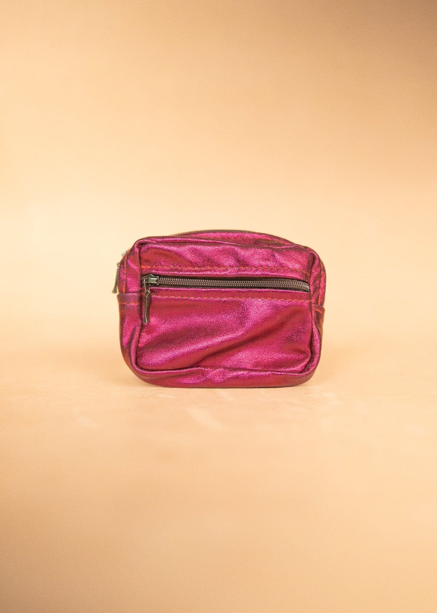 The Real McCaul Coin Purse Key Case Card Holder Wallet - Kangaroo - Metallic Australian Made Australian Owned Tri-Pocket Leather Pouch 