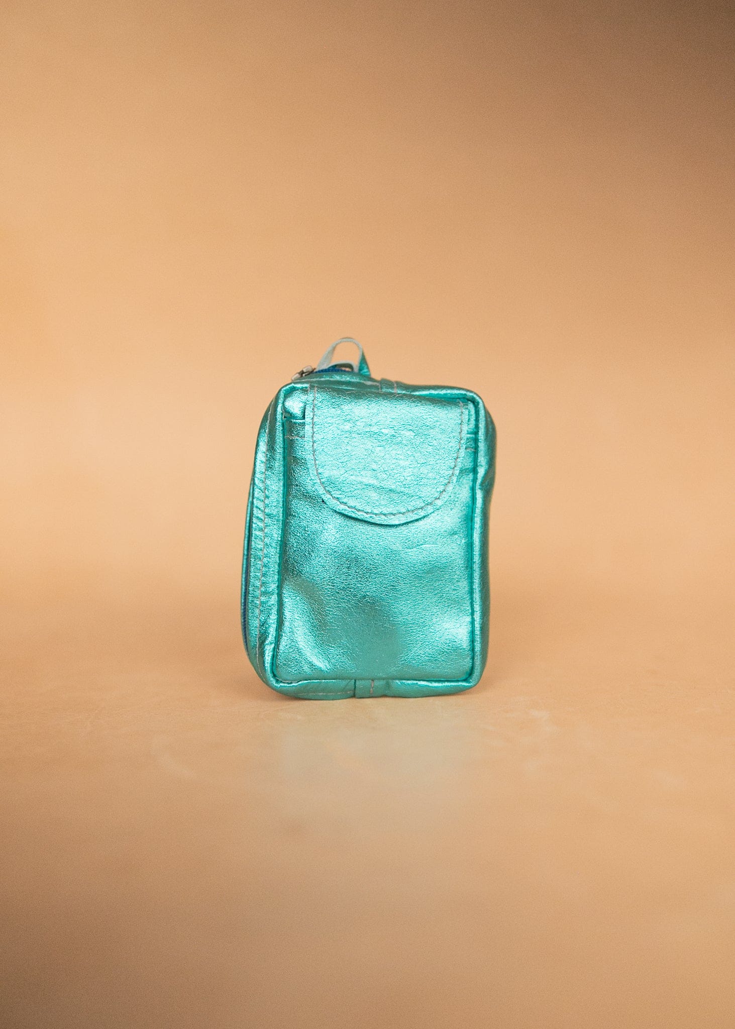 The Real McCaul Coin Purse Key Case Card Holder Wallet - Kangaroo - Metallic Australian Made Australian Owned Tri-Pocket Leather Pouch 