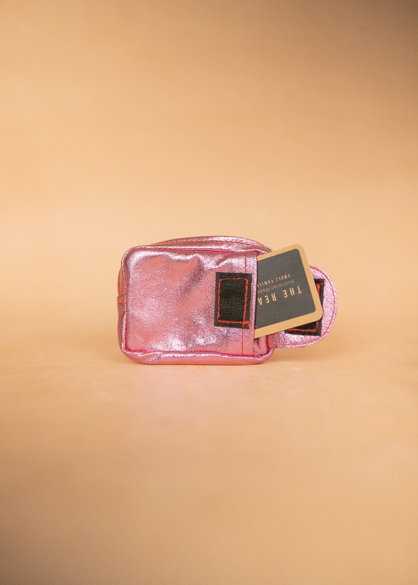 The Real McCaul Coin Purse Key Case Card Holder Wallet - Kangaroo - Metallic Australian Made Australian Owned Tri-Pocket Leather Pouch 