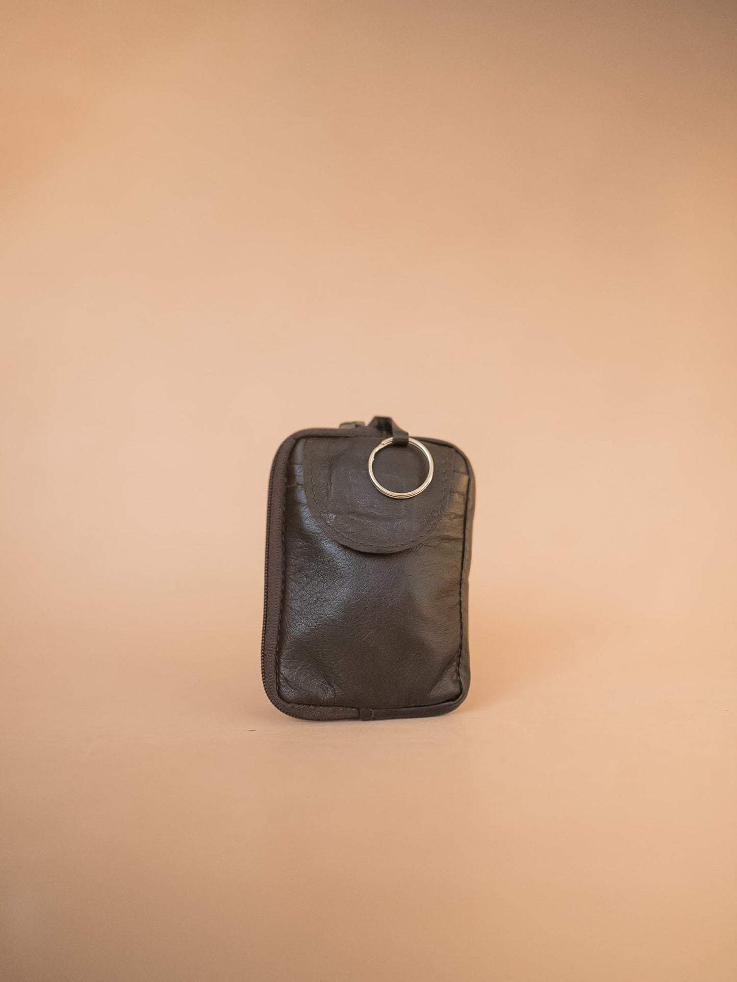 The Real McCaul Coin Purse Key Case Card Holder Wallet - Kangaroo Australian Made Australian Owned Tri-Pocket Leather Pouch 