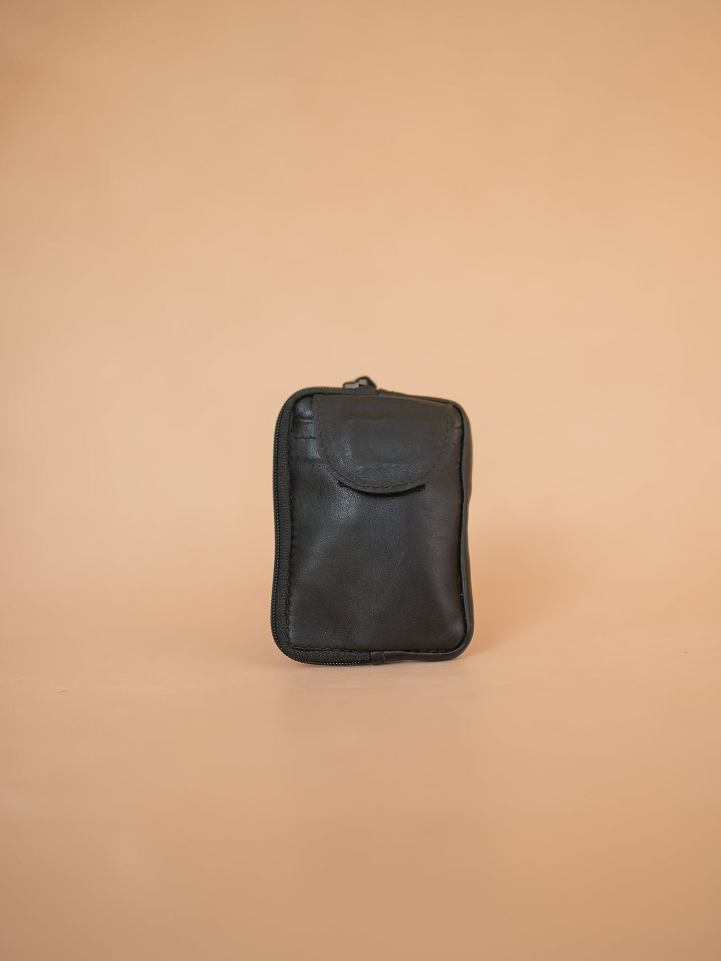 The Real McCaul Coin Purse Key Case Card Holder Wallet - Kangaroo Australian Made Australian Owned Tri-Pocket Leather Pouch 