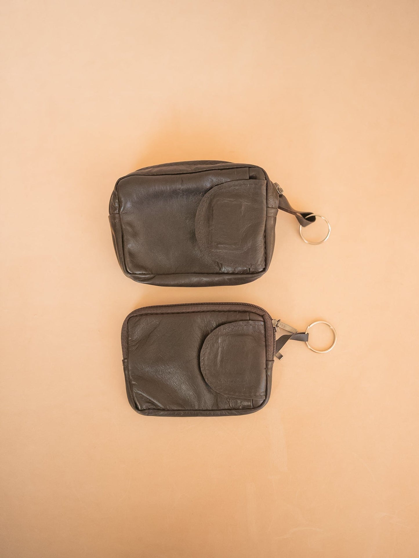 The Real McCaul Coin Purse Key Case Card Holder Wallet - Kangaroo Australian Made Australian Owned Tri-Pocket Leather Pouch 