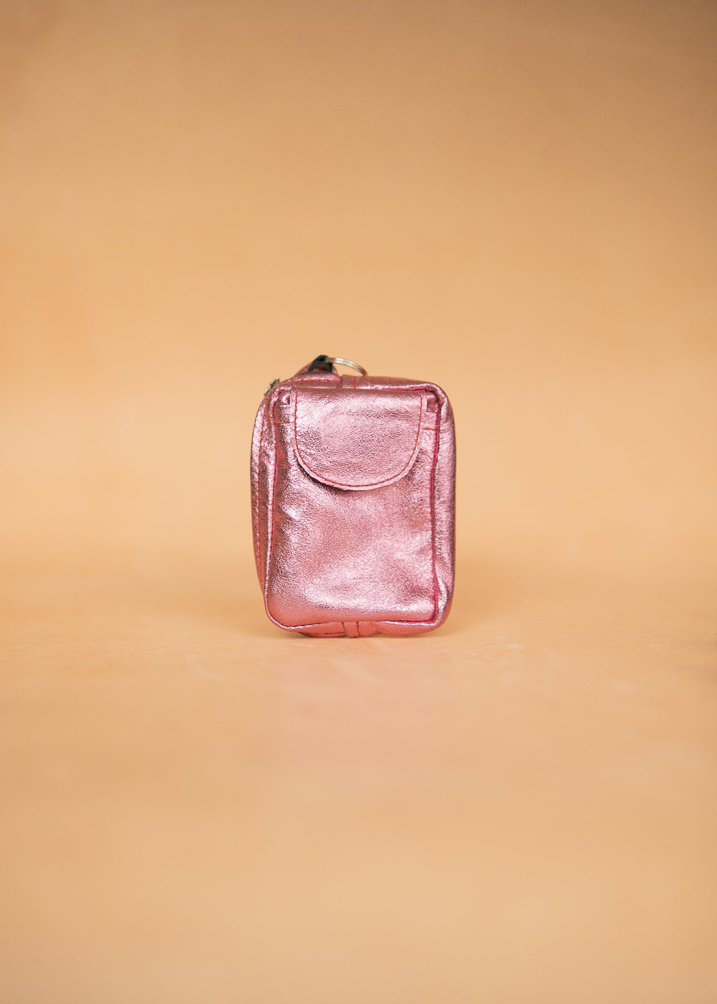 The Real McCaul Coin Purse Light Pink Key Case Card Holder Wallet - Kangaroo - Metallic Australian Made Australian Owned Tri-Pocket Leather Pouch 