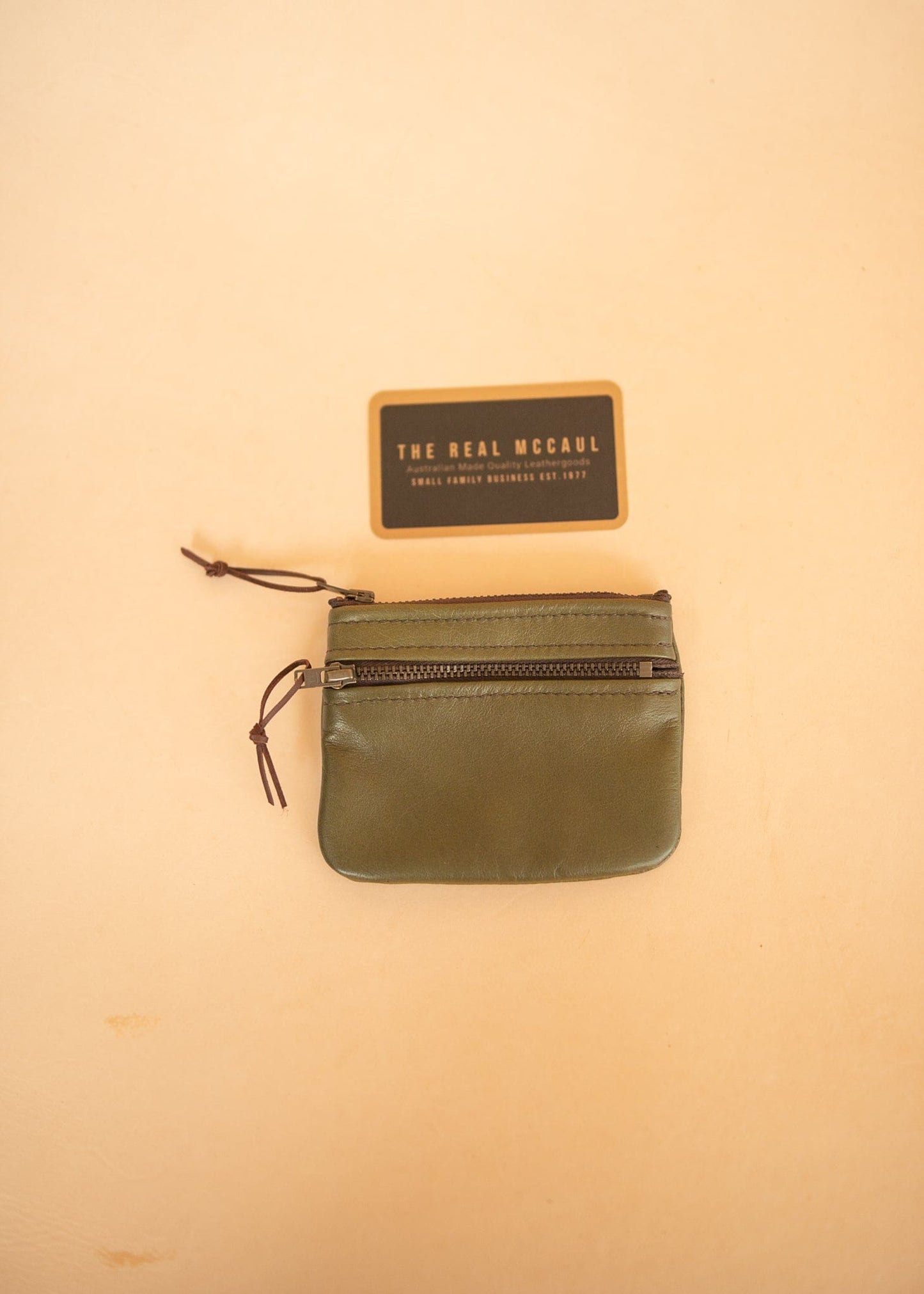 The Real McCaul Coin Purse Mini Paula Zip Pouch - Cowhide Australian Made Australian Owned Paula Zip Leather Pouch Purse- Made in Australia Cowhide leather