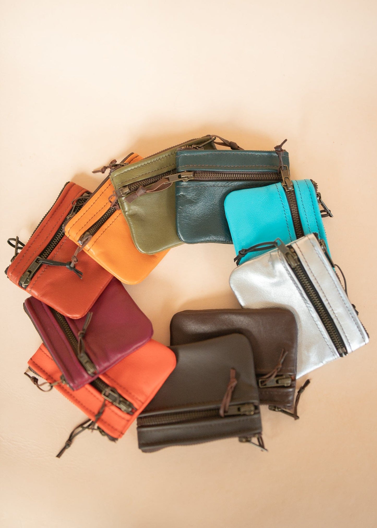 The Real McCaul Coin Purse Mini Paula Zip Pouch - Kangaroo Australian Made Australian Owned Paula Zip Leather Pouch Purse- Made in Australia Cowhide leather