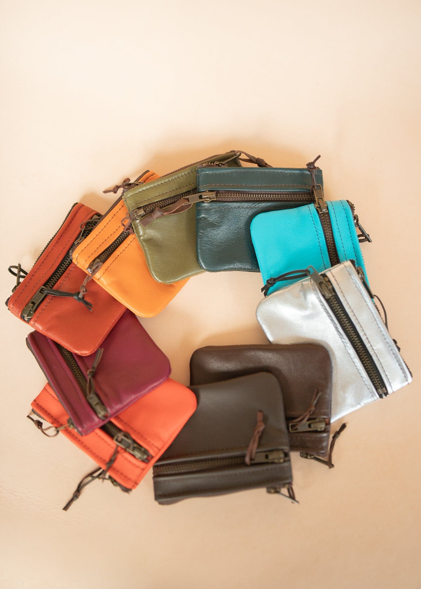 The Real McCaul Coin Purse Mini Paula Zip Pouch - Kangaroo Australian Made Australian Owned Paula Zip Leather Pouch Purse- Made in Australia Cowhide leather