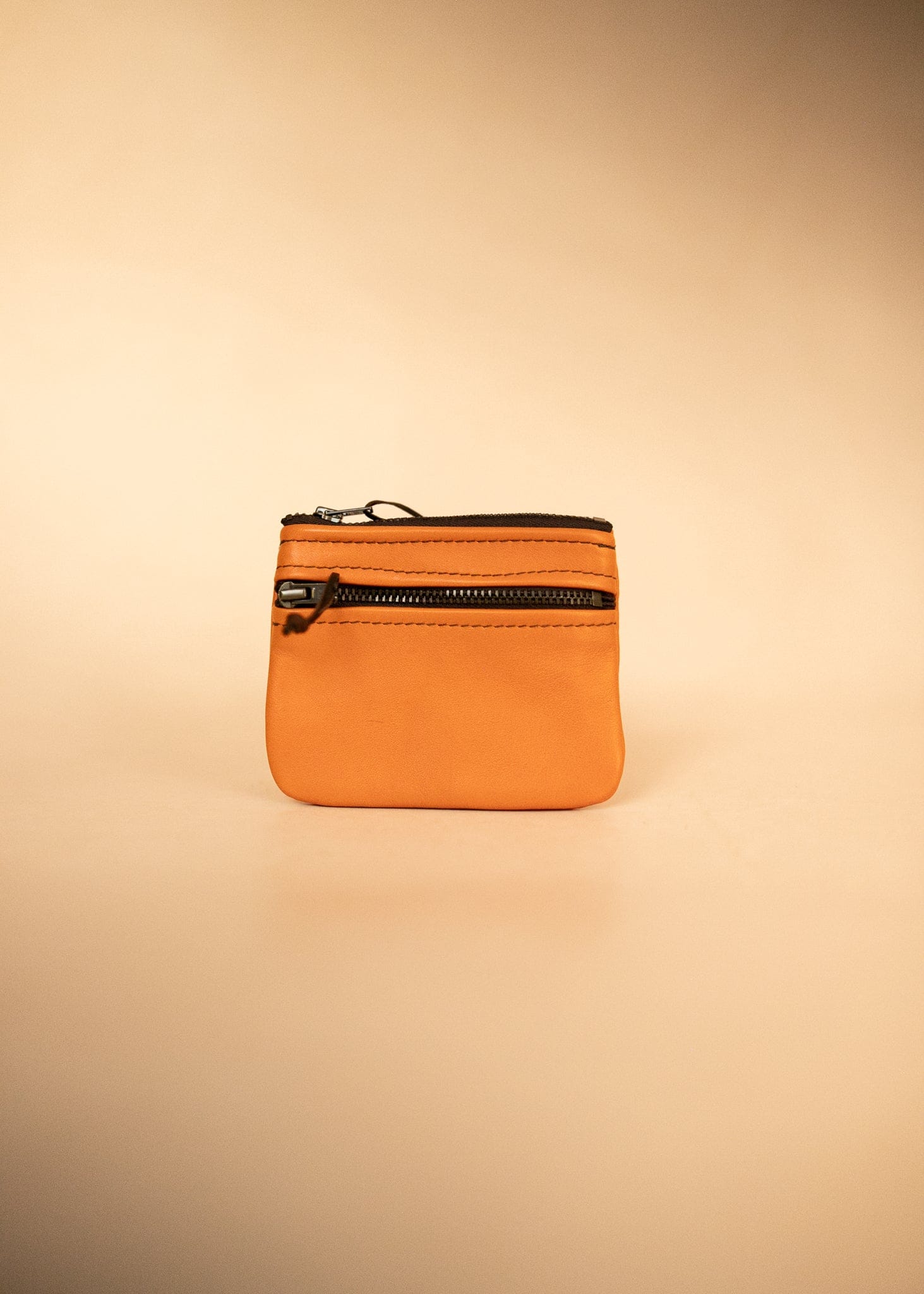 The Real McCaul Coin Purse Orange Mini Paula Zip Pouch - Kangaroo Australian Made Australian Owned Paula Zip Leather Pouch Purse- Made in Australia Cowhide leather