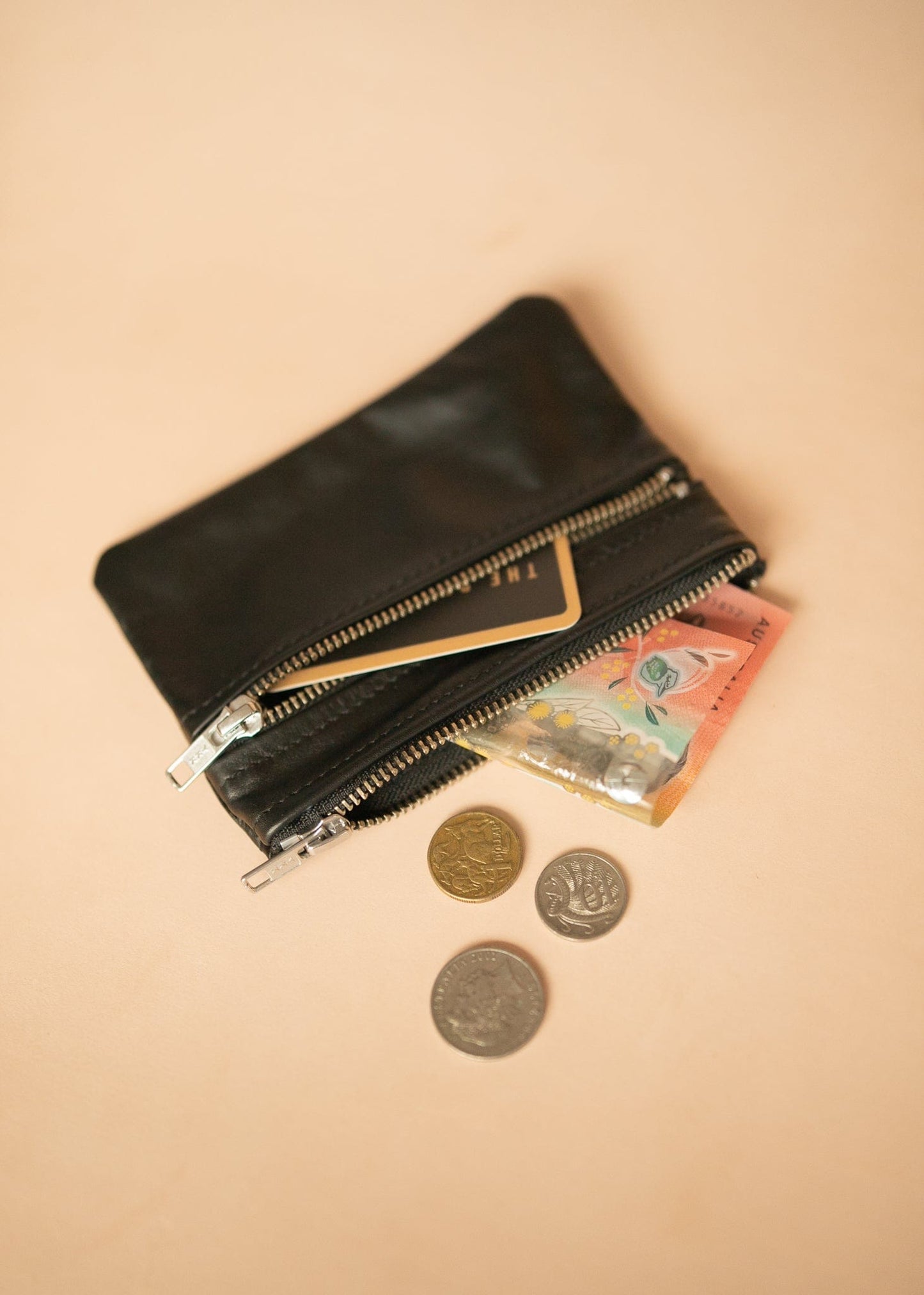 The Real McCaul Coin Purse Paula Zip Pouch - Kangaroo Australian Made Australian Owned Paula Zip Leather Pouch Purse- Made in Australia Kangaroo leather