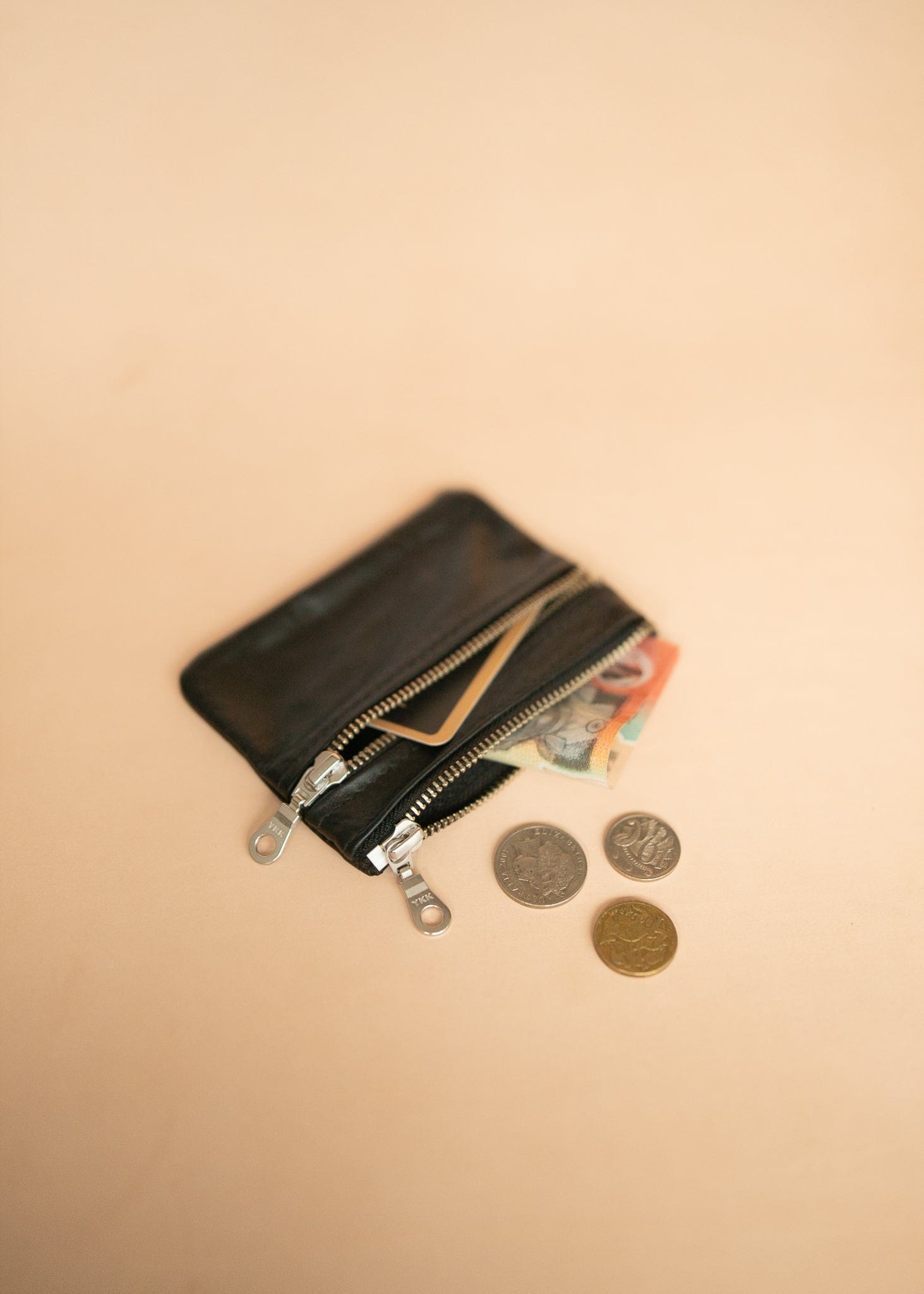 The Real McCaul Coin Purse Paula Zip Pouch - Kangaroo Australian Made Australian Owned Paula Zip Leather Pouch Purse- Made in Australia Kangaroo leather