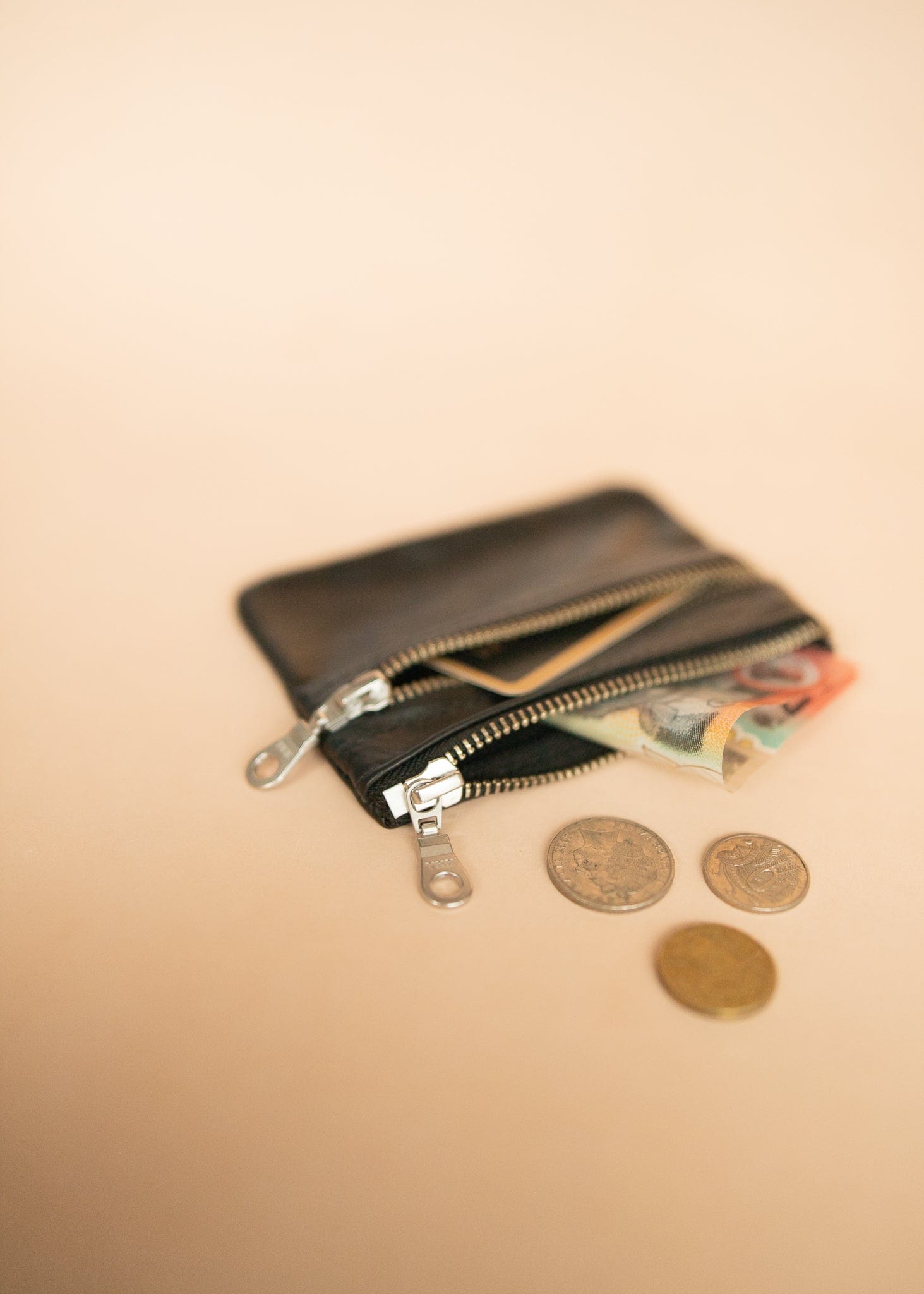 The Real McCaul Coin Purse Paula Zip Pouch - Kangaroo Australian Made Australian Owned Paula Zip Leather Pouch Purse- Made in Australia Kangaroo leather