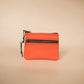 The Real McCaul Coin Purse Red Orange Mini Paula Zip Pouch - Kangaroo Australian Made Australian Owned Paula Zip Leather Pouch Purse- Made in Australia Cowhide leather