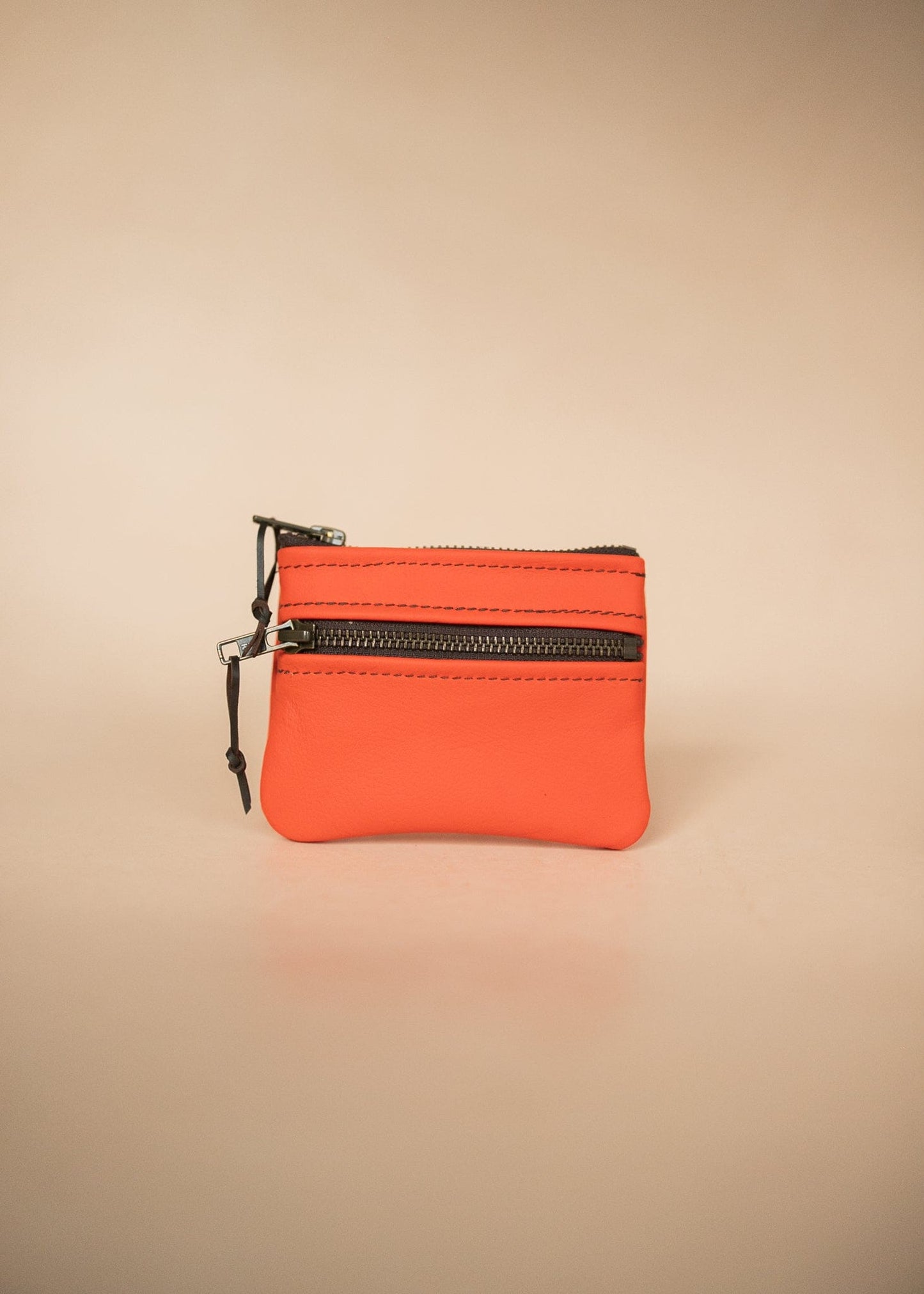 The Real McCaul Coin Purse Red Orange Mini Paula Zip Pouch - Kangaroo Australian Made Australian Owned Paula Zip Leather Pouch Purse- Made in Australia Cowhide leather