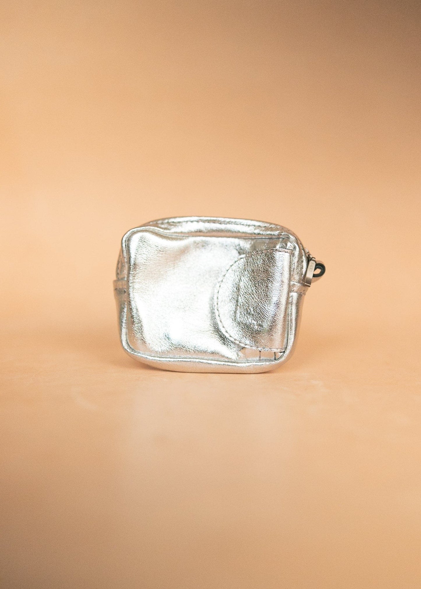 The Real McCaul Coin Purse Silver Key Case Card Holder Wallet - Kangaroo - Metallic Australian Made Australian Owned Tri-Pocket Leather Pouch 