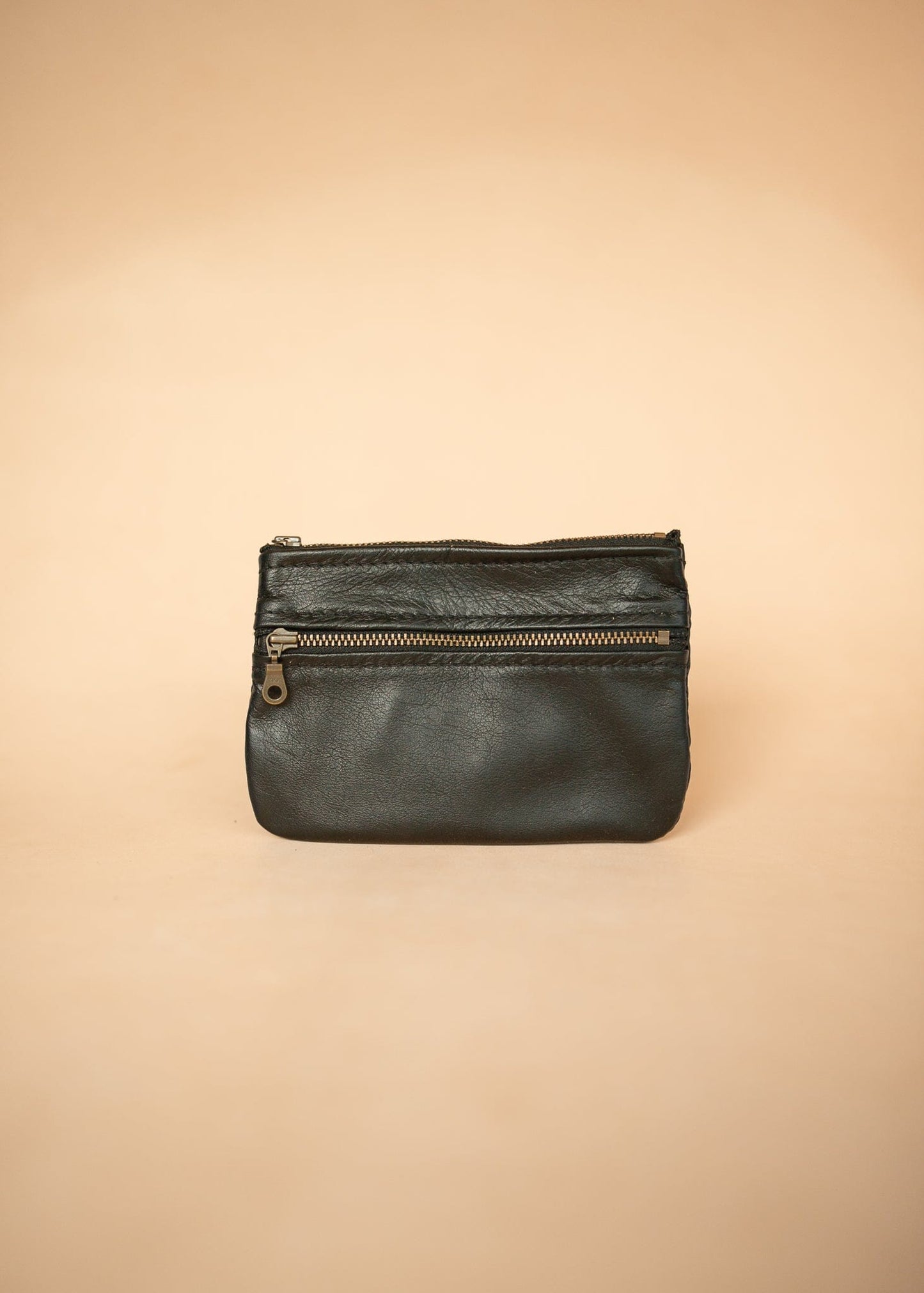 The Real McCaul Coin Purse Small / Black / Antique Paula Zip Pouch - Kangaroo Australian Made Australian Owned Paula Zip Leather Pouch Purse- Made in Australia Kangaroo leather