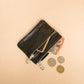 The Real McCaul Coin Purse Small / Black / Silver Paula Zip Pouch - Kangaroo Australian Made Australian Owned Paula Zip Leather Pouch Purse- Made in Australia Kangaroo leather